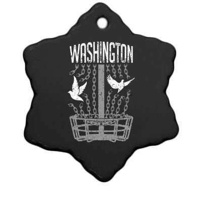 Washington Disc Golf Player Breaking Chains Birdie Gift Ceramic Star Ornament