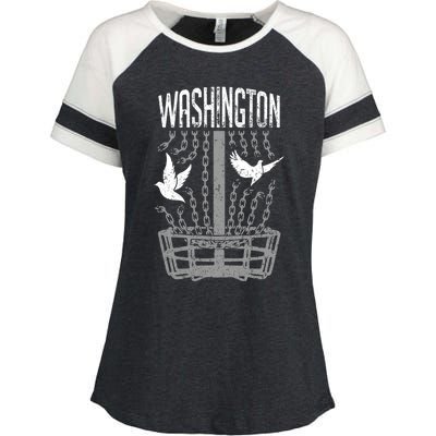 Washington Disc Golf Player Breaking Chains Birdie Gift Enza Ladies Jersey Colorblock Tee