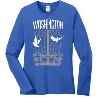 Washington Disc Golf Player Breaking Chains Birdie Gift Ladies Long Sleeve Shirt