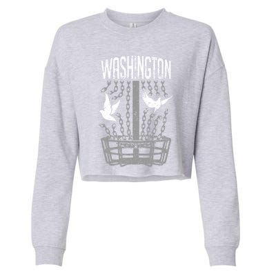 Washington Disc Golf Player Breaking Chains Birdie Gift Cropped Pullover Crew