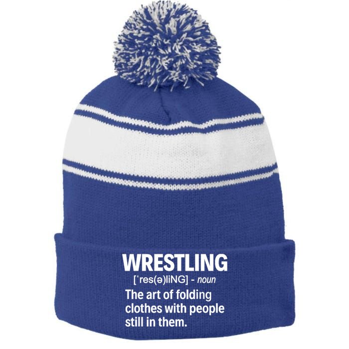 Wrestling Definition Great Gift Stripe Pom Pom Beanie