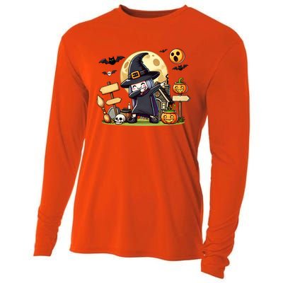 Witch Dabbing Halloween Trick Treat Funny Pumpkin Gift Cooling Performance Long Sleeve Crew