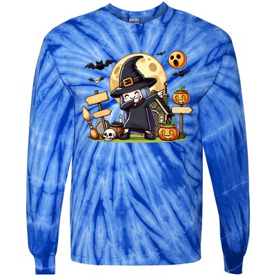 Witch Dabbing Halloween Trick Treat Funny Pumpkin Gift Tie-Dye Long Sleeve Shirt