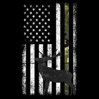 Whitetail Deer Hunting Hunter Elk Buck Camo American Flag  T-Shirt