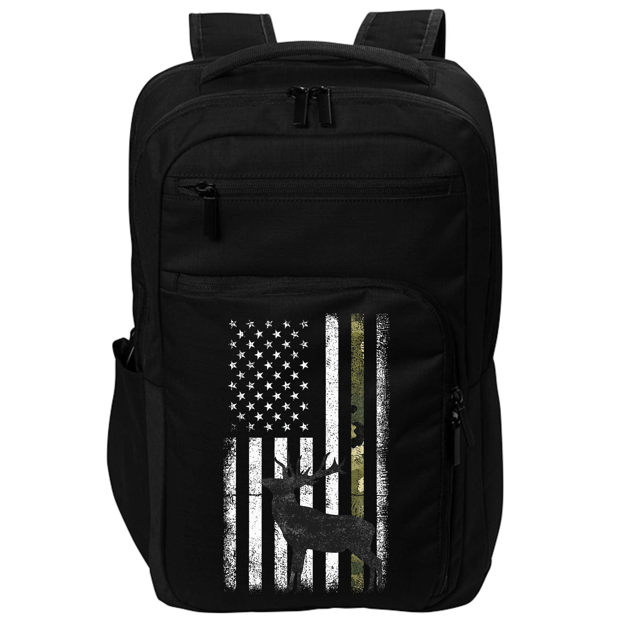 Whitetail Deer Hunting Hunter Elk Buck Camo American Flag  Impact Tech Backpack