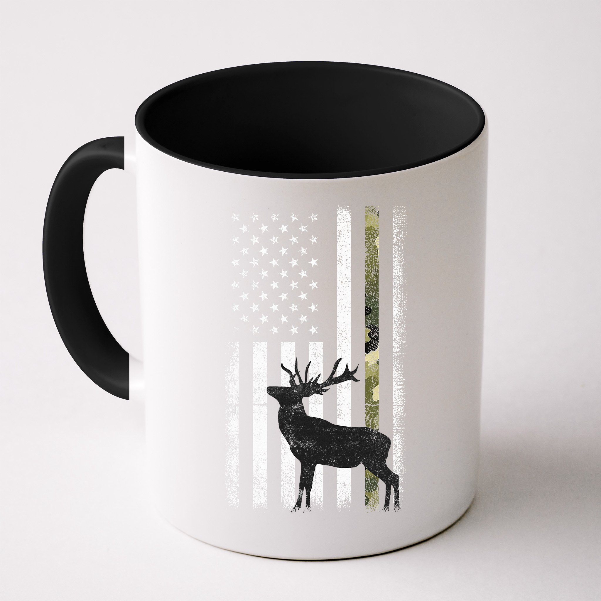 Whitetail Deer Hunting Hunter Elk Buck Camo American Flag  Mug