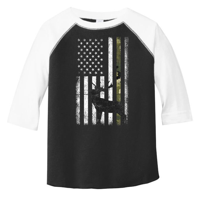 Whitetail Deer Hunting Hunter Elk Buck Camo American Flag  Toddler Fine Jersey T-Shirt