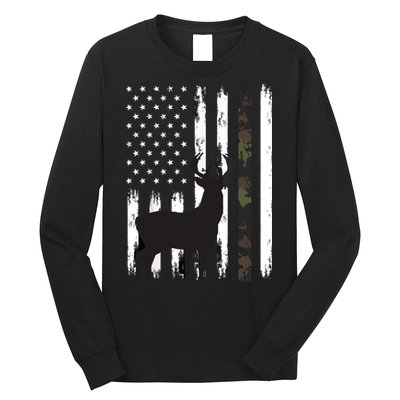 Whitetail Deer Hunting Hunter Gifts Buck Camo American Long Sleeve Shirt