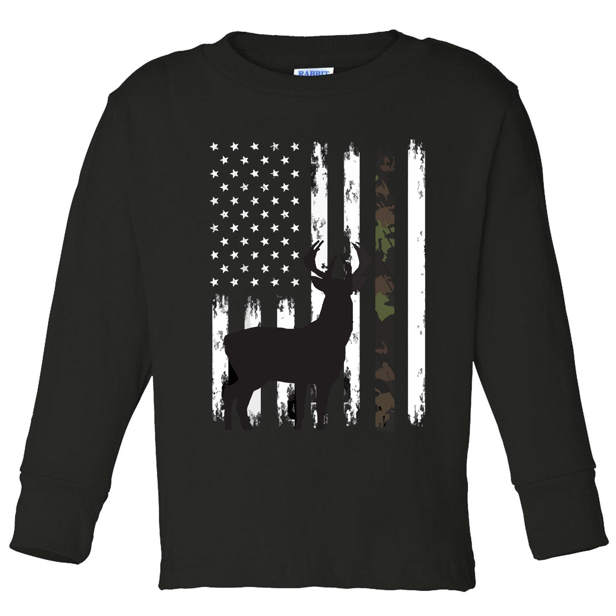 Whitetail Deer Hunting Hunter Gifts Buck Camo American Toddler Long Sleeve Shirt
