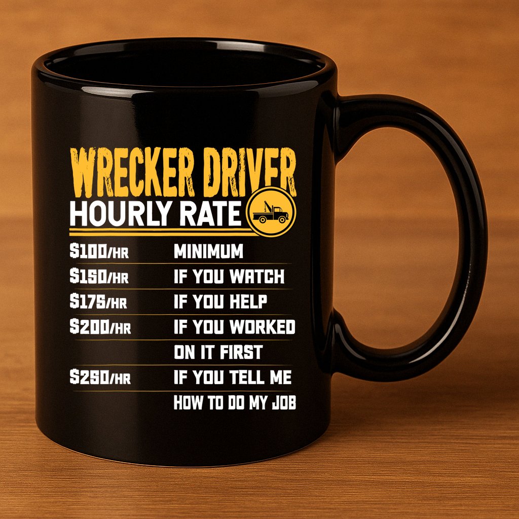 Wrecker Driver Hourly Rate Funny Wrecker Tow Truck Driver 11oz C Handle Ceramic Mug