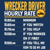 Wrecker Driver Hourly Rate Funny Wrecker Tow Truck Driver Cooling Performance Crew T-Shirt