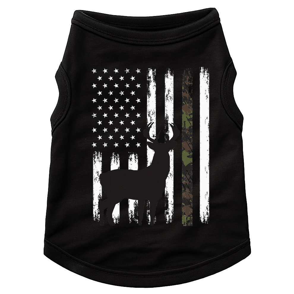 Whitetail Deer Hunting Hunter Gifts Buck Camo American Flag  Doggie Tank