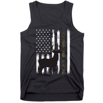 Whitetail Deer Hunting Hunter Gifts Buck Camo American Flag  Tank Top
