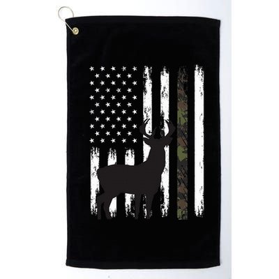 Whitetail Deer Hunting Hunter Gifts Buck Camo American Flag  Golf Towel