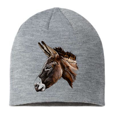 Watercolor Donkey Head Portrait Sustainable Beanie