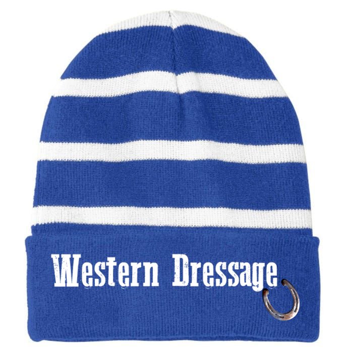 Western Dressage Horseback Riding Horse Mom Birthday Gift Striped Beanie with Solid Band