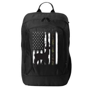 Whitetail Deer Hunting Hunter Gifts Buck Camo American Flag  City Backpack