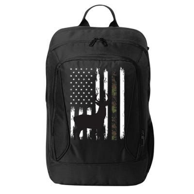 Whitetail Deer Hunting Hunter Gifts Buck Camo American Flag  City Backpack