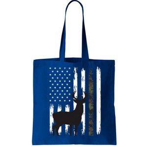 Whitetail Deer Hunting Hunter Gifts Buck Camo American Flag  Tote Bag