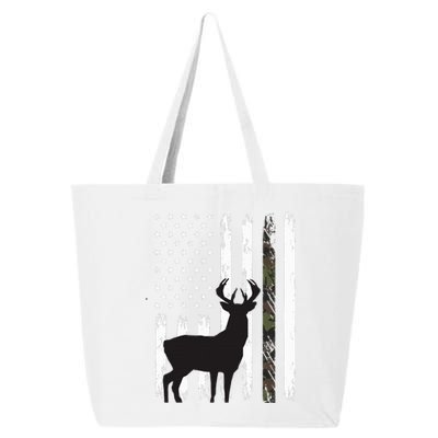 Whitetail Deer Hunting Hunter Gifts Buck Camo American Flag  25L Jumbo Tote