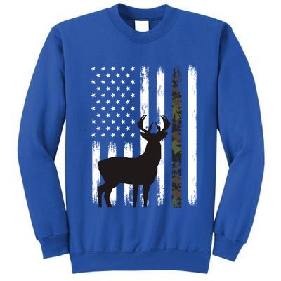 Whitetail Deer Hunting Hunter Funny Gift Buck Camo American Flag Great Gift Tall Sweatshirt