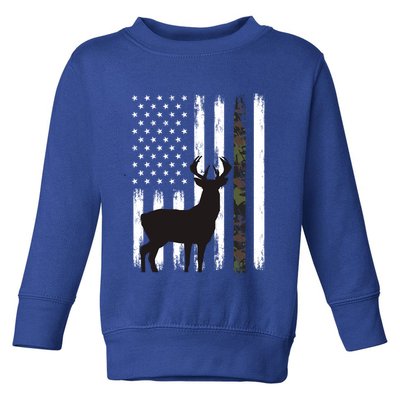 Whitetail Deer Hunting Hunter Funny Gift Buck Camo American Flag Great Gift Toddler Sweatshirt