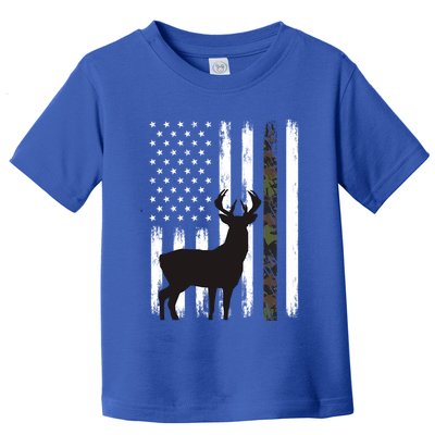 Whitetail Deer Hunting Hunter Funny Gift Buck Camo American Flag Great Gift Toddler T-Shirt