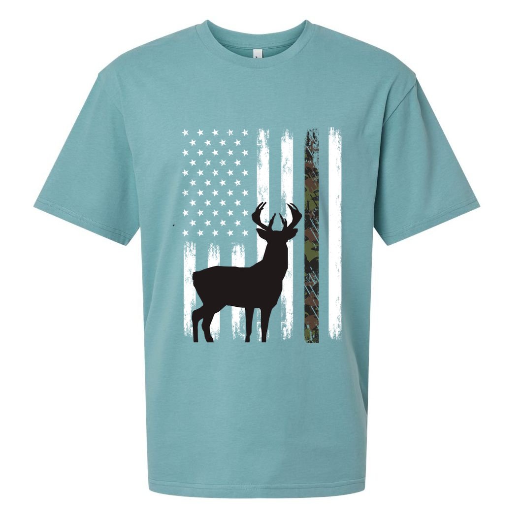 Whitetail Deer Hunting Hunter Funny Gift Buck Camo American Flag Great Gift Sueded Cloud Jersey T-Shirt