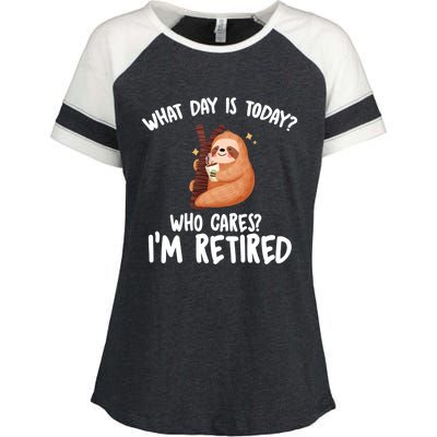 What Day Is Today Who Cares Im Retired Gift Funny Retiret Cool Gift Enza Ladies Jersey Colorblock Tee