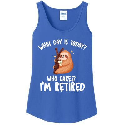 What Day Is Today Who Cares Im Retired Gift Funny Retiret Cool Gift Ladies Essential Tank