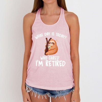 What Day Is Today Who Cares Im Retired Gift Funny Retiret Cool Gift Women's Knotted Racerback Tank