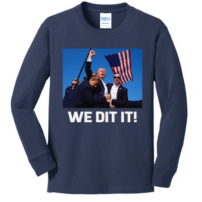 We Did It Trump 45 47 Xmas 2024 Kids Long Sleeve Shirt