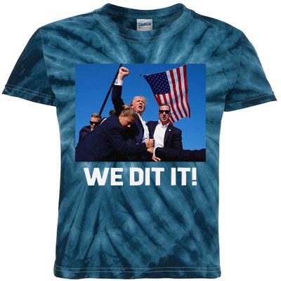 We Did It Trump 45 47 Xmas 2024 Kids Tie-Dye T-Shirt