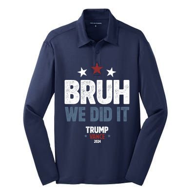 We Did It Bruh We Won Trump Vance Silk Touch Performance Long Sleeve Polo