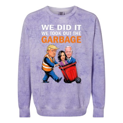 We Did It We Took Out The Garbage Colorblast Crewneck Sweatshirt