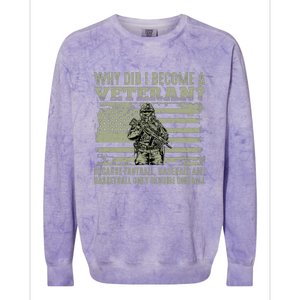 Why Did I Become A Veteran Quotation Usa Flag Colorblast Crewneck Sweatshirt