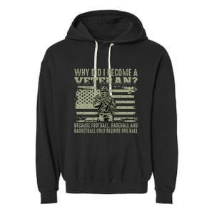 Why Did I Become A Veteran Quotation Usa Flag Garment-Dyed Fleece Hoodie