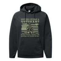 Why Did I Become A Veteran Quotation Usa Flag Performance Fleece Hoodie