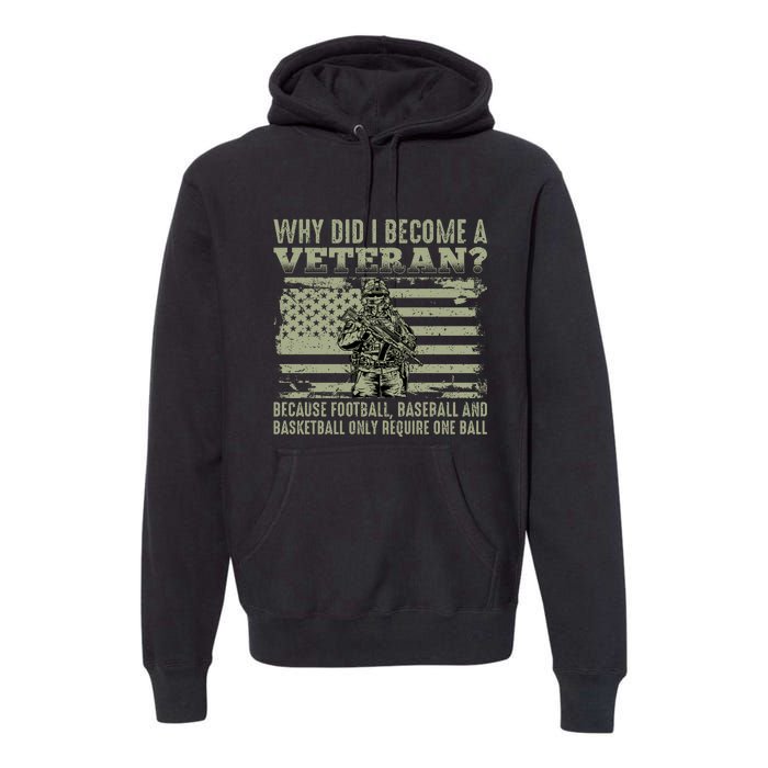 Why Did I Become A Veteran Quotation Usa Flag Premium Hoodie