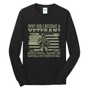 Why Did I Become A Veteran Quotation Usa Flag Tall Long Sleeve T-Shirt