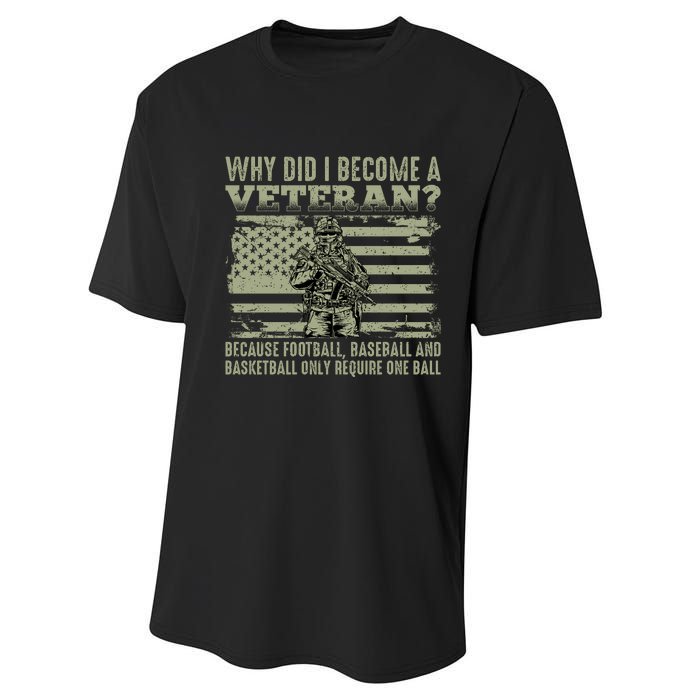 Why Did I Become A Veteran Quotation Usa Flag Performance Sprint T-Shirt