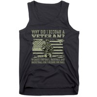 Why Did I Become A Veteran Quotation Usa Flag Tank Top