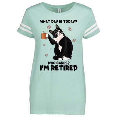 What Day Is Today Who Cares I'm Retired Cat Coffee Lovers Enza Ladies Jersey Football T-Shirt