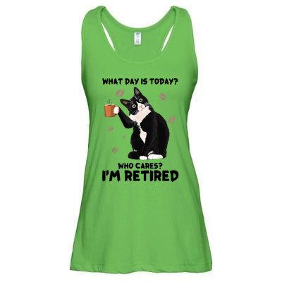 What Day Is Today Who Cares I'm Retired Cat Coffee Lovers Ladies Essential Flowy Tank