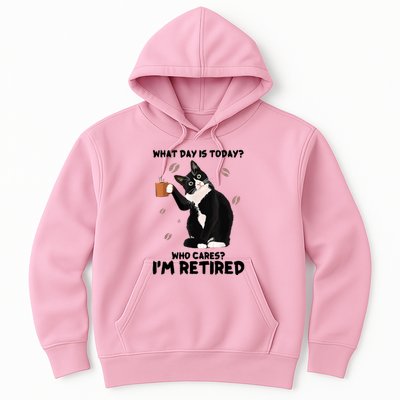 What Day Is Today Who Cares I'm Retired Cat Coffee Lovers Hoodie