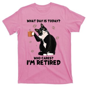 What Day Is Today Who Cares I'm Retired Cat Coffee Lovers T-Shirt