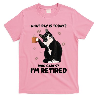 What Day Is Today Who Cares I'm Retired Cat Coffee Lovers T-Shirt