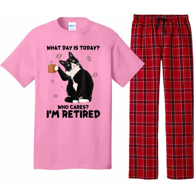 What Day Is Today Who Cares I'm Retired Cat Coffee Lovers Pajama Set