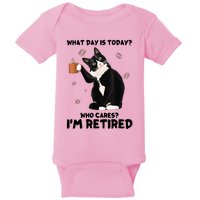 What Day Is Today Who Cares I'm Retired Cat Coffee Lovers Baby Bodysuit