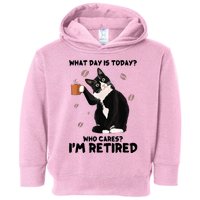 What Day Is Today Who Cares I'm Retired Cat Coffee Lovers Toddler Hoodie